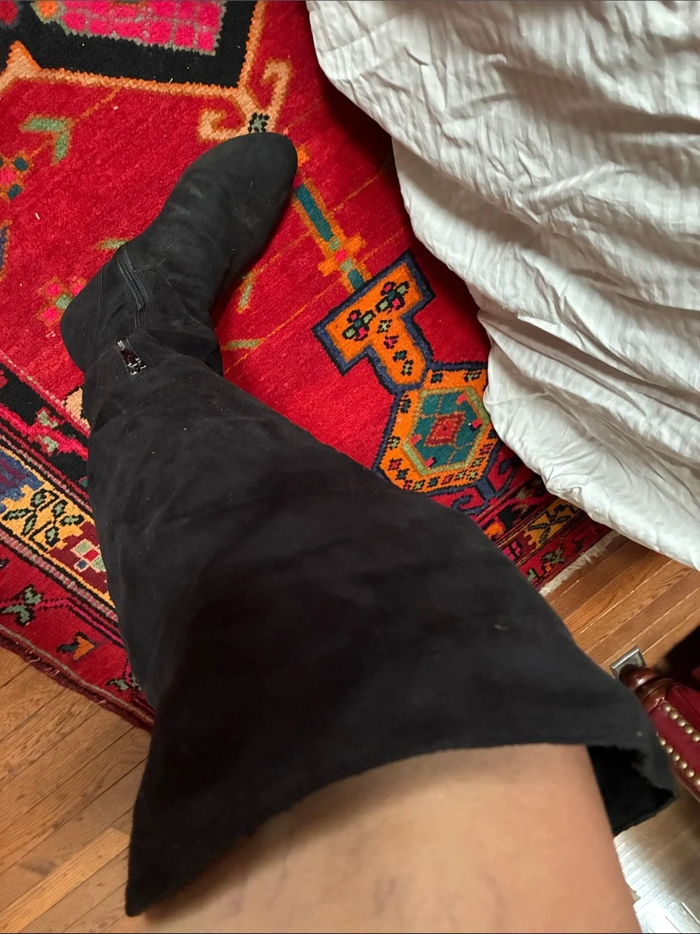 Over-the-Knee Suede Boots - Black and Taupe